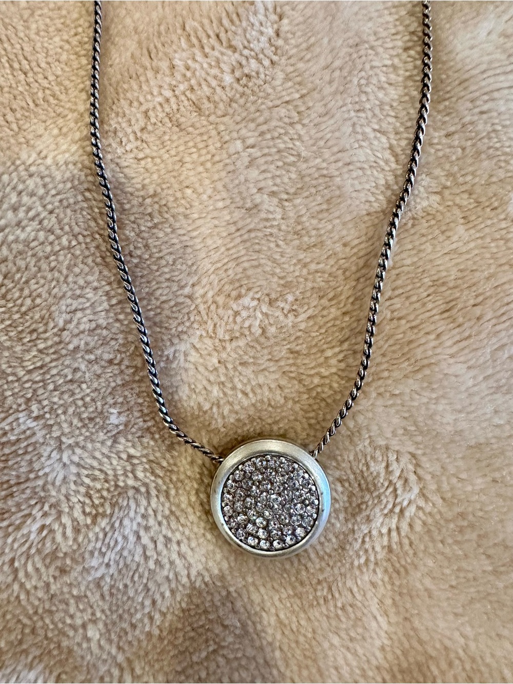 Brighton- Silver Pave Crystal Circle Pendant Necklace - Silver